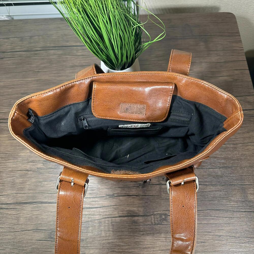 Tommy Hilfiger Brown Satchel Bag Multi Compartment Vintage Purse - Picture 2 of 9
